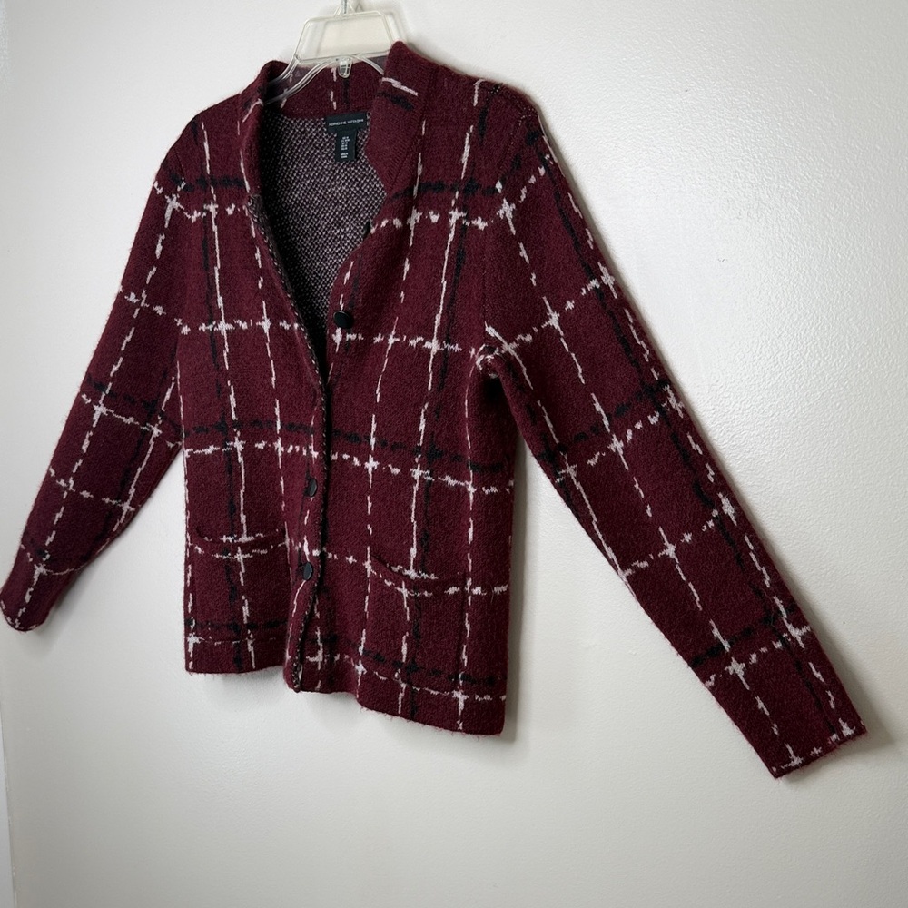 Adrienne Vittadini Burgundy Preppy Cardigan Size M - Picture 5 of 11